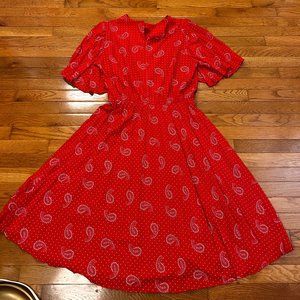 Vintage Red Valentine Bandana print Maxi Dress 1970s